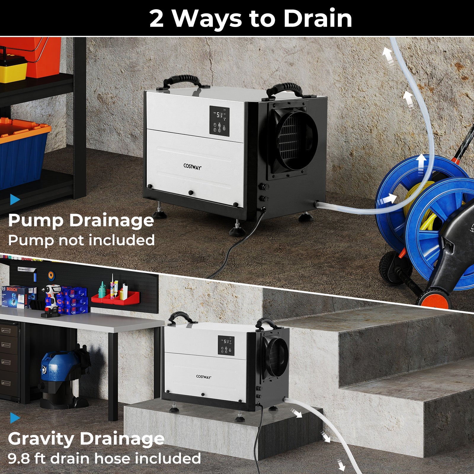 124 Pint Crawl Space Dehumidifier with 3 Modes and 24H Timer