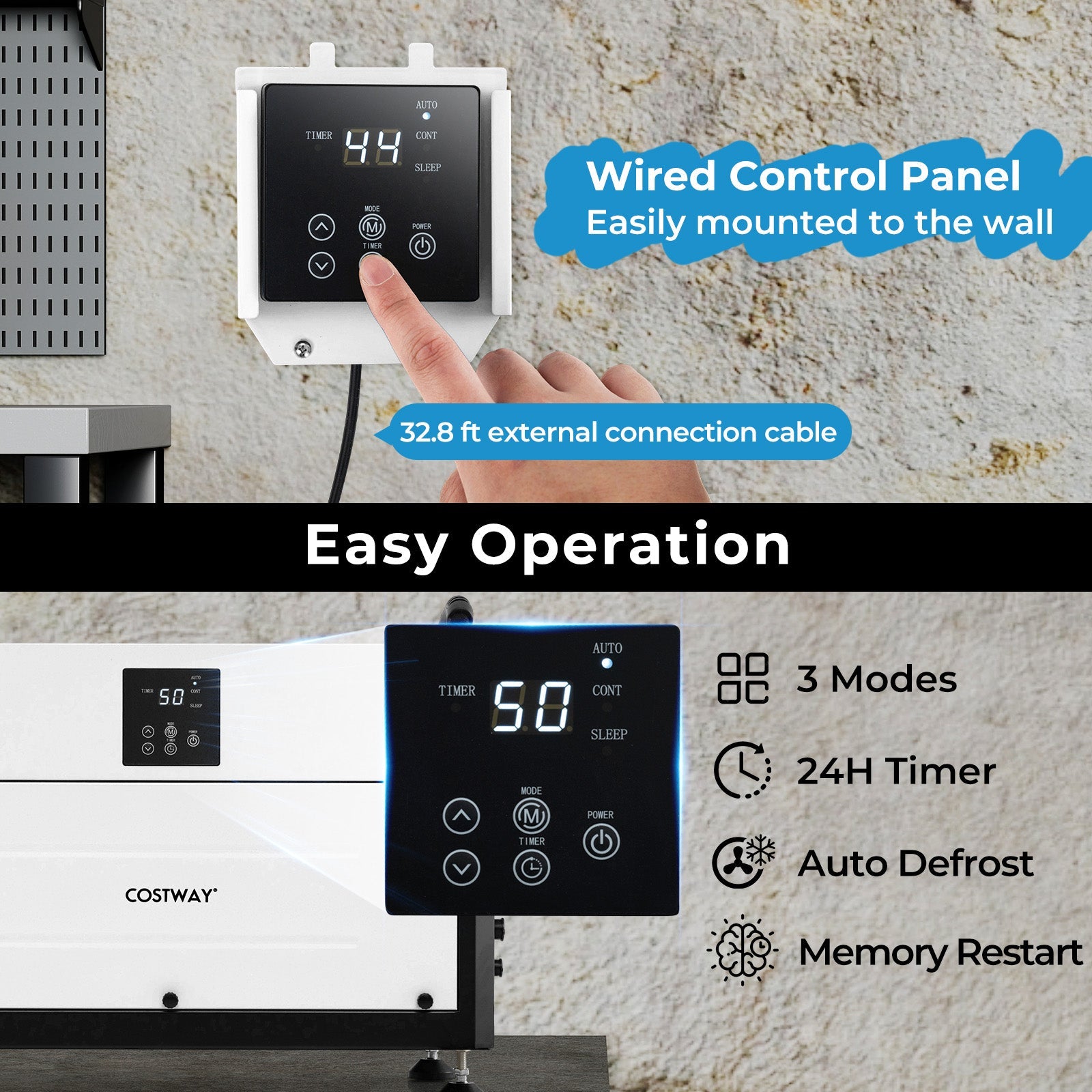 192 Pint Crawl Space Dehumidifier with 3 Modes and 24H Timer