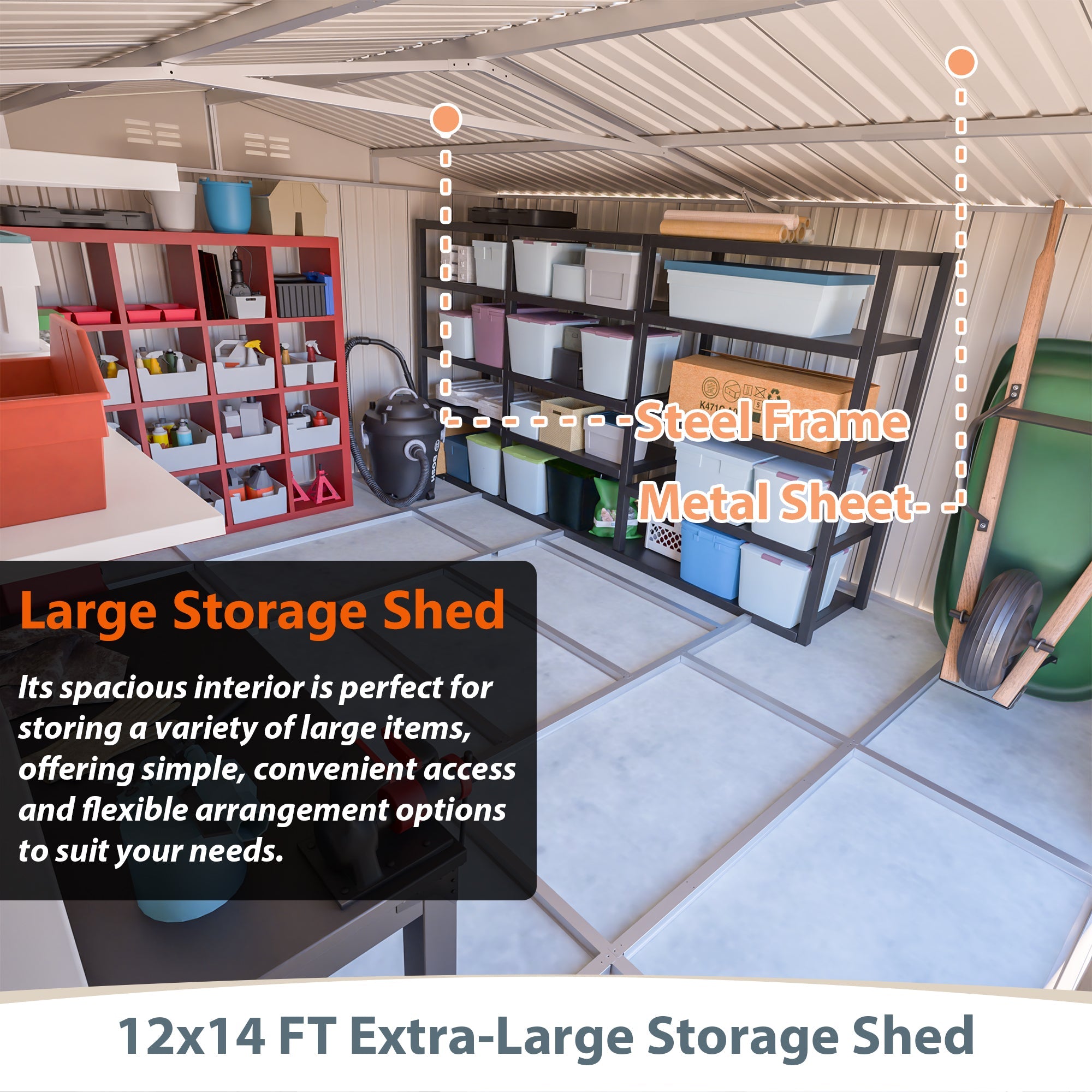 12x14 ft Outdoor Metal Storage Shed