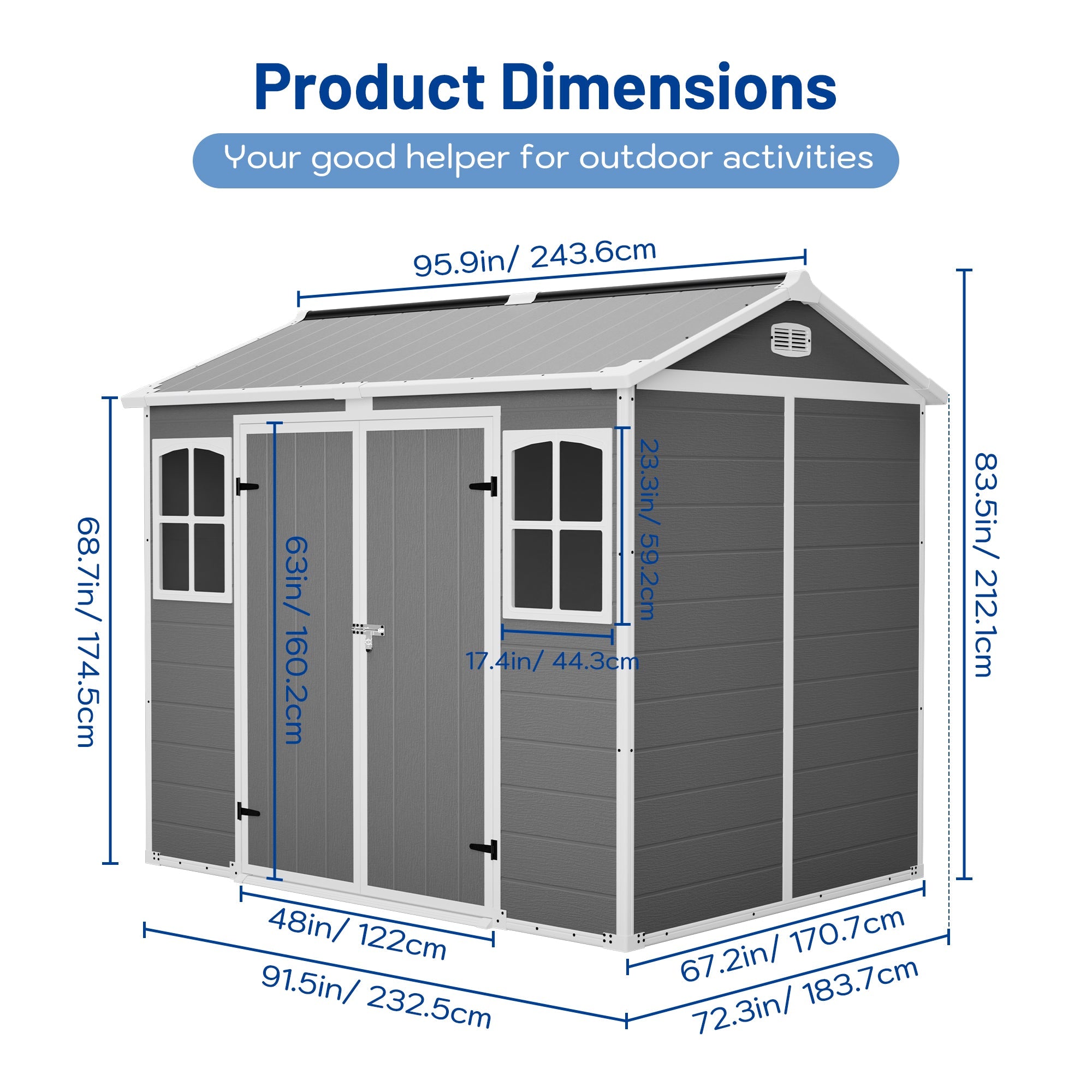 Plastic Utility Shed 8x6 ft with Floor