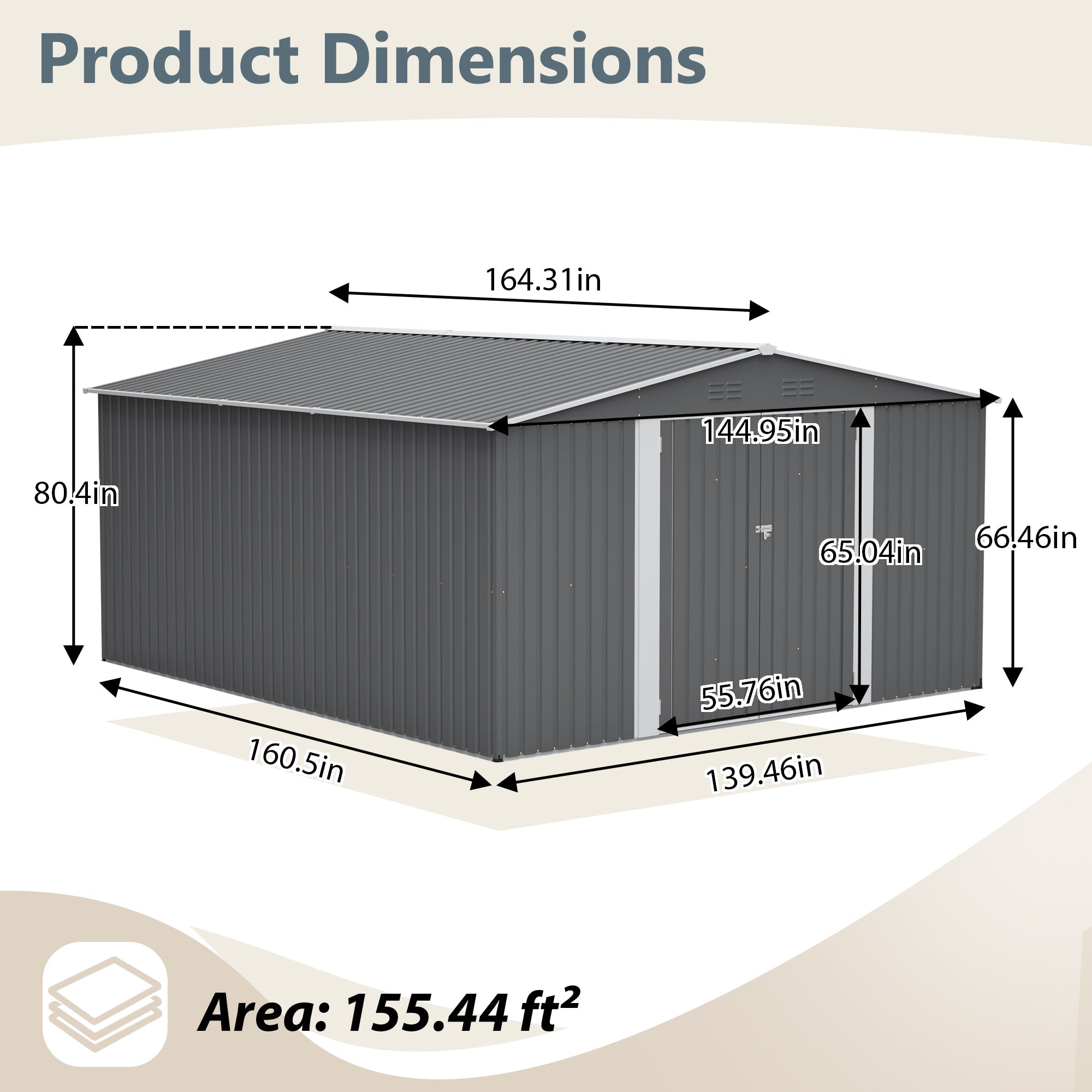 12x14 ft Outdoor Metal Storage Shed
