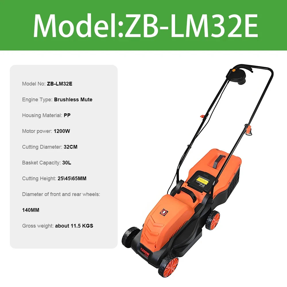 1200W/1600W Hand Push Weeder Lawn Mower Household Electric Weeder Handheld Multifunction Lithium Trimmer Hedge Lawn Trimmer