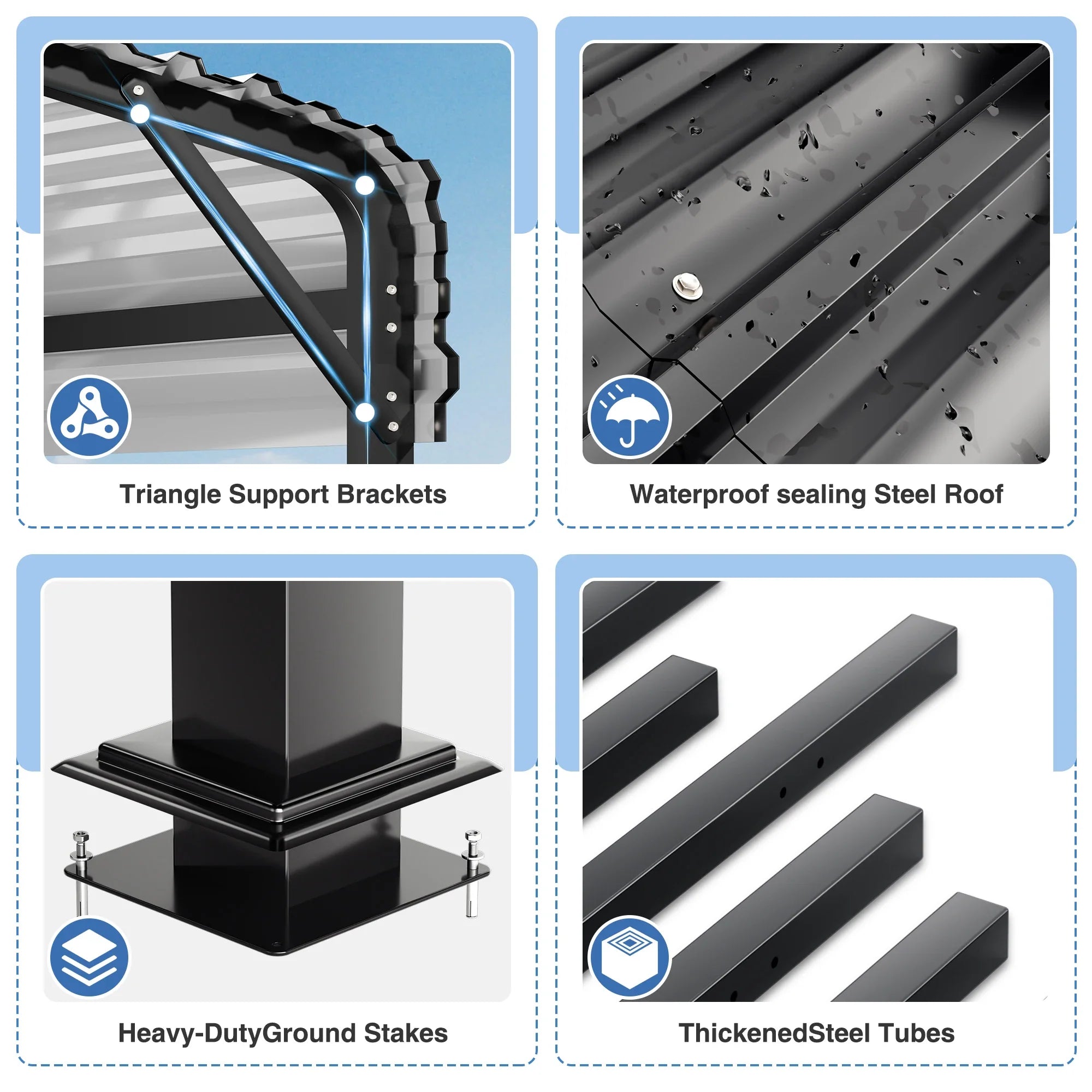 VIWAT Heavy Duty Metal Carport Shelter for Outdoor Use