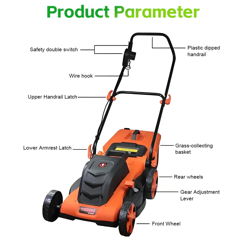 1200W/1600W Hand Push Weeder Lawn Mower Household Electric Weeder Handheld Multifunction Lithium Trimmer Hedge Lawn Trimmer