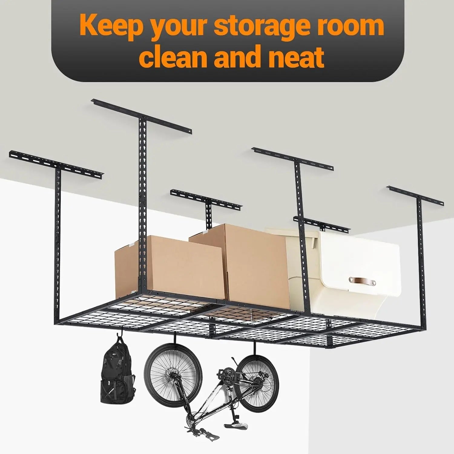 3x8 Ft 600 LBS Capacity Heavy Duty Garage Ceiling Storage Racks Height Adjustable Overhead Garage Storage Rack Organization