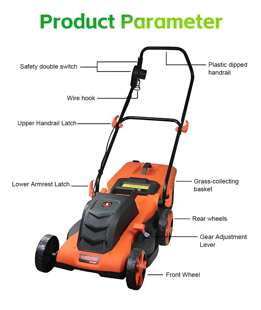 1200W/1600W Hand Push Weeder Lawn Mower Household Electric Weeder Handheld Multifunction Lithium Trimmer Hedge Lawn Trimmer