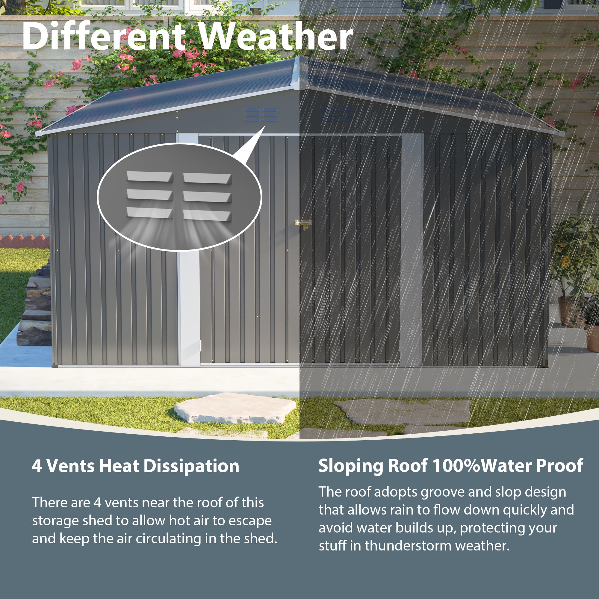 12x14 ft Outdoor Metal Storage Shed
