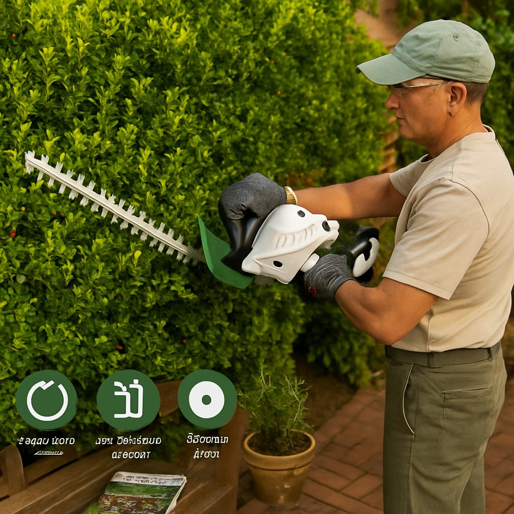 20in Cordless Hedge Trimmer 21V Handheld Bush Trimmer Electric Grass Shrub Trimmer with Dual-Action Blades 0.6in Cutting Diameter Safety Lock Adjustab