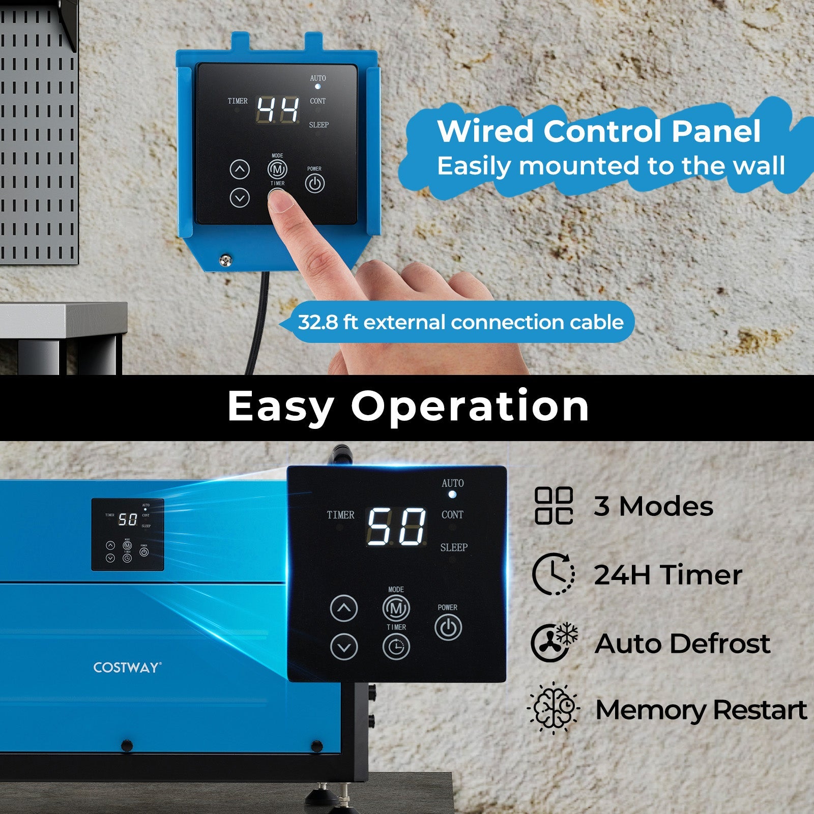 192 Pint Crawl Space Dehumidifier with 3 Modes and 24H Timer