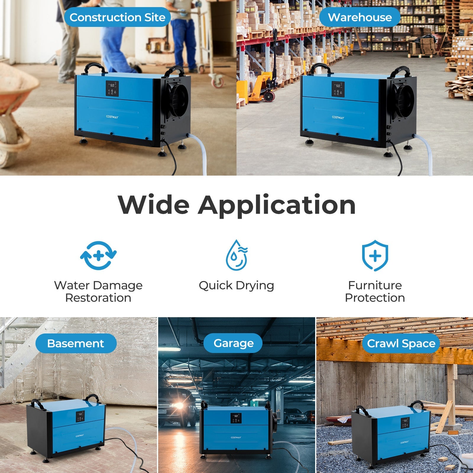 192 Pint Crawl Space Dehumidifier with 3 Modes and 24H Timer
