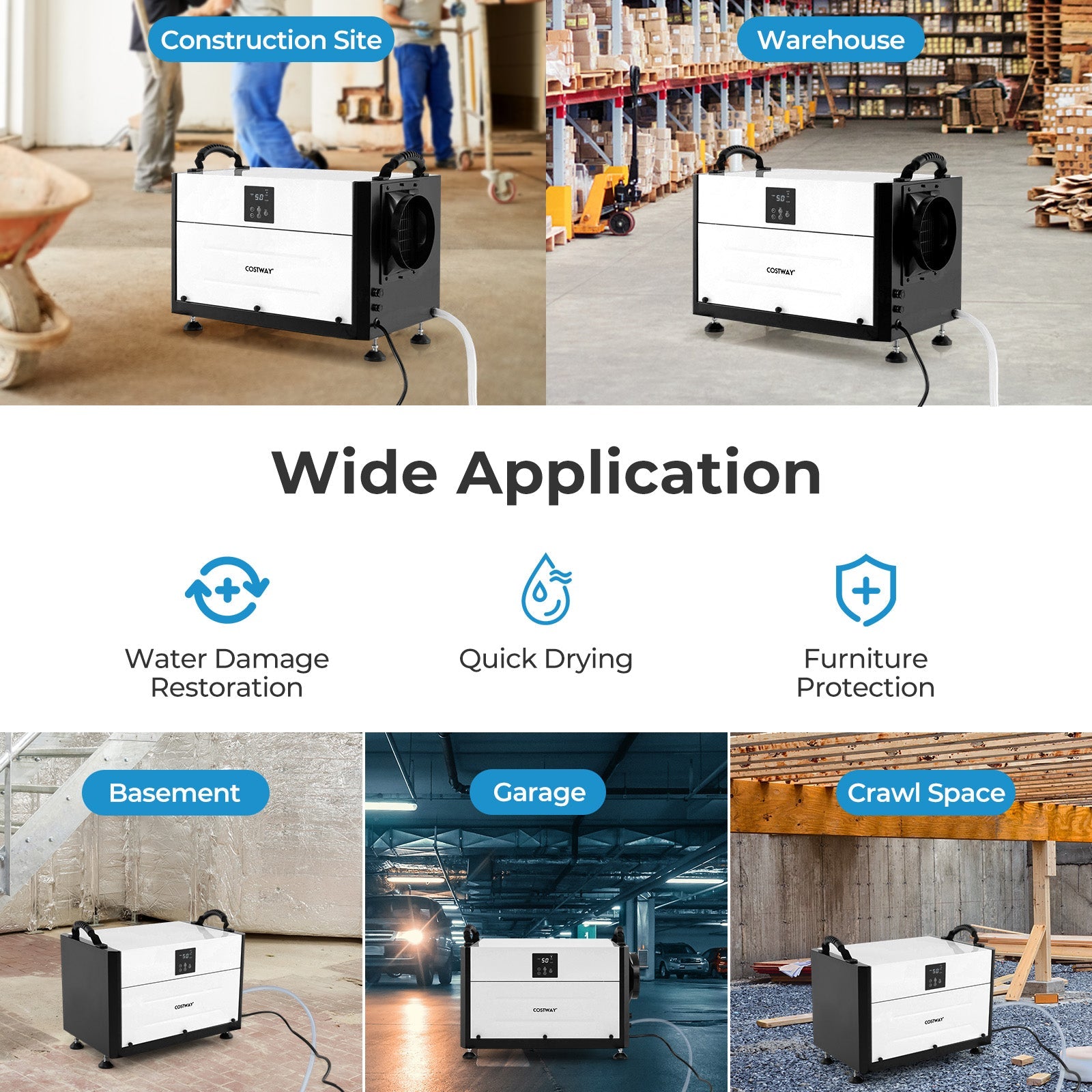 192 Pint Crawl Space Dehumidifier with 3 Modes and 24H Timer