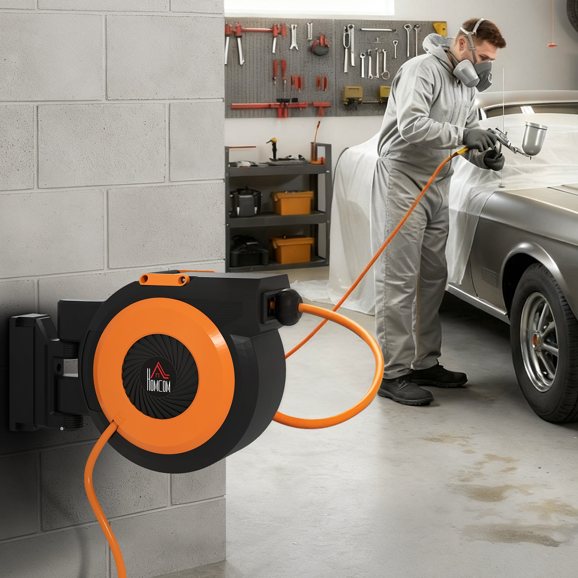 HOMCOM Retractable Air Hose Reel