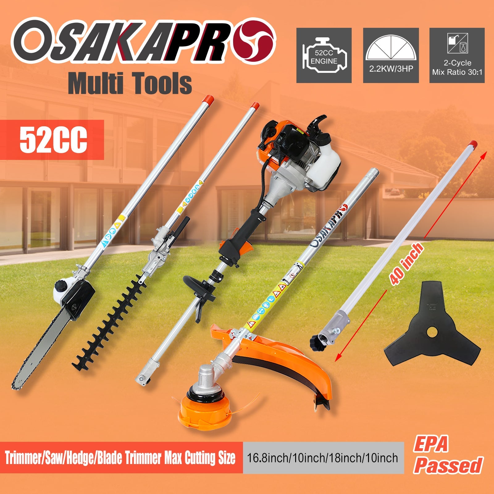 12 in 1 Multi-Functional Trimming Tool, 52CC 2-Cycle