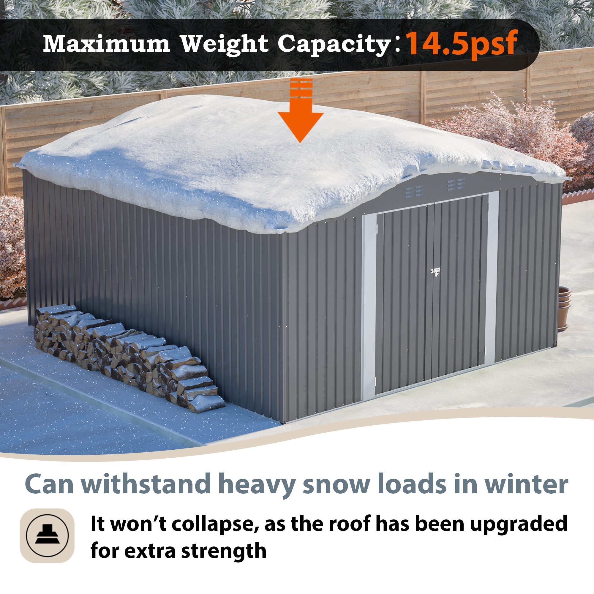 12x14 ft Outdoor Metal Storage Shed