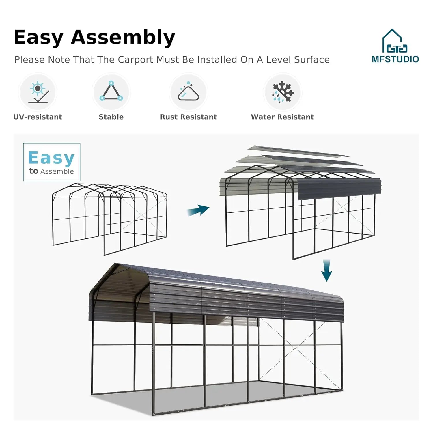 Heavy Duty Metal Carport Shelter For RVs And Vehicles