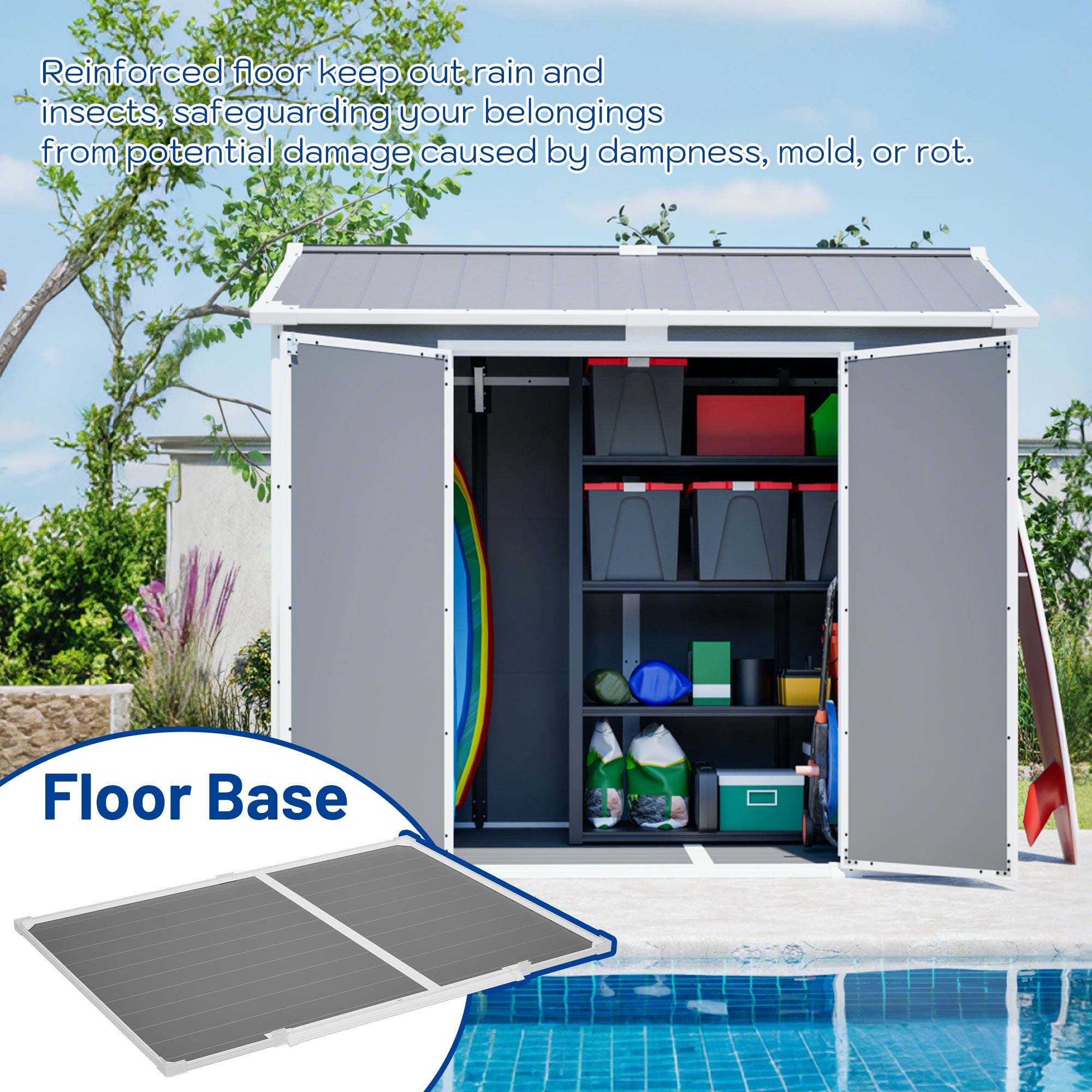 Plastic Utility Shed 8x6 ft with Floor