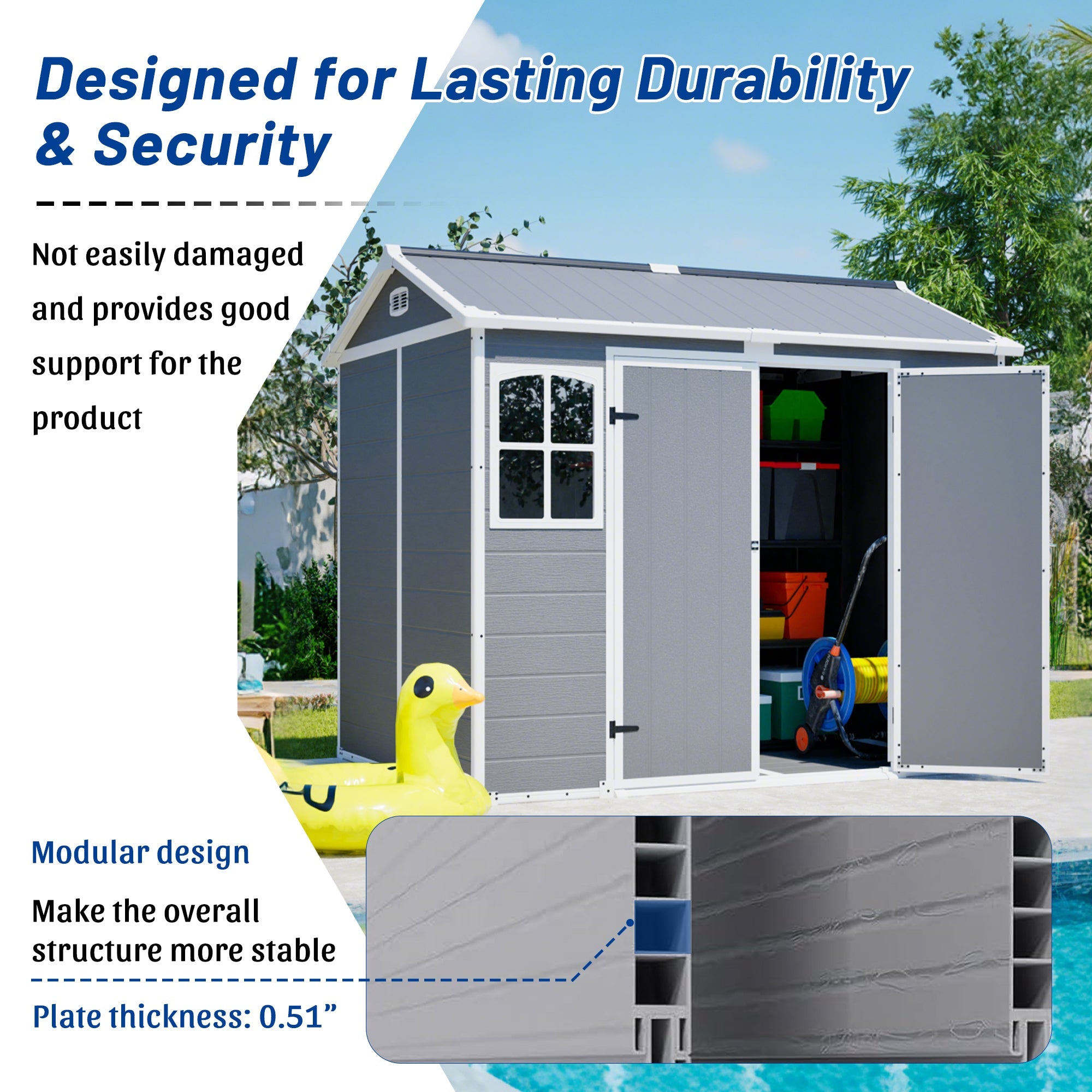 Plastic Utility Shed 8x6 ft with Floor
