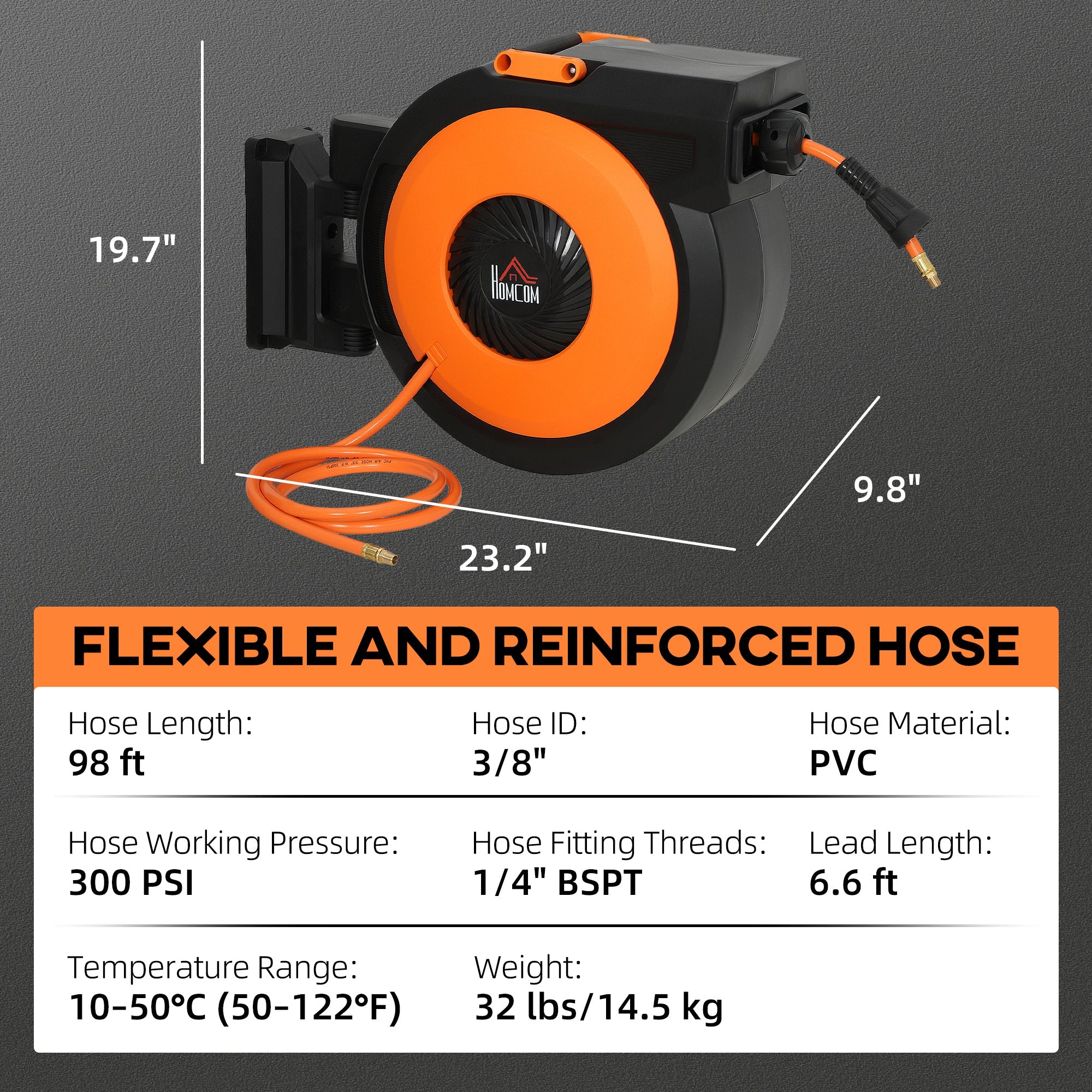 HOMCOM Retractable Air Hose Reel