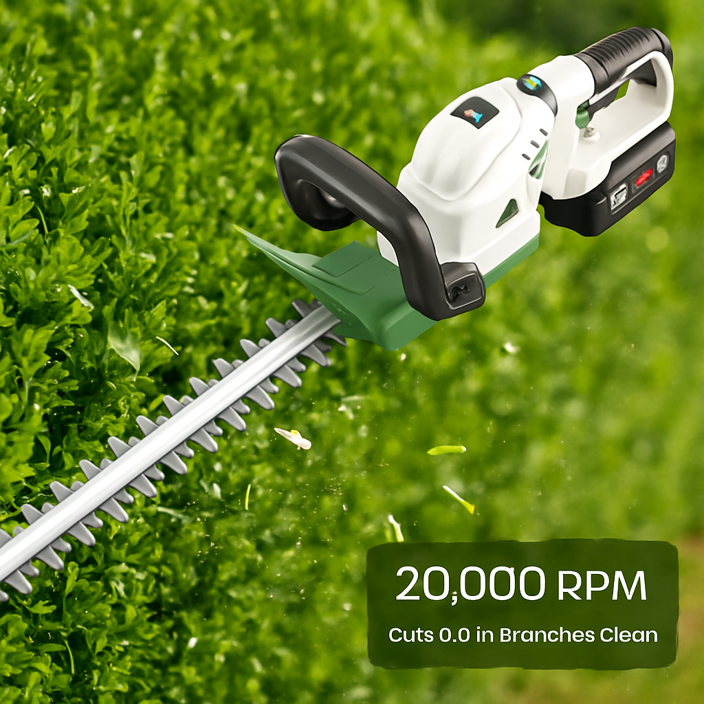 20in Cordless Hedge Trimmer 21V Handheld Bush Trimmer Electric Grass Shrub Trimmer with Dual-Action Blades 0.6in Cutting Diameter Safety Lock Adjustab