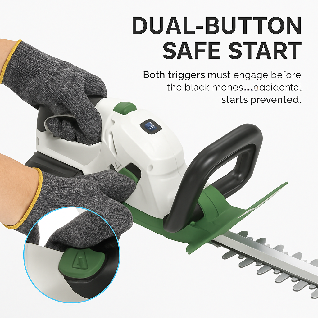 20in Cordless Hedge Trimmer 21V Handheld Bush Trimmer Electric Grass Shrub Trimmer with Dual-Action Blades 0.6in Cutting Diameter Safety Lock Adjustab