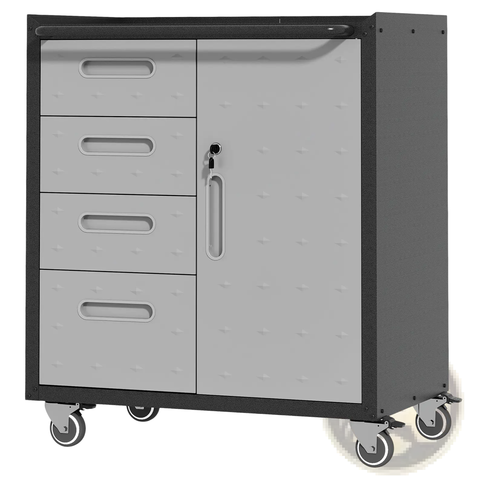Metal Tool Storage Cabinet with Wheels 4 Drawer Gray