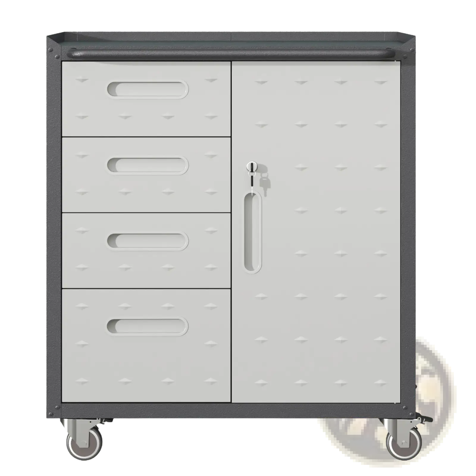 Metal Tool Storage Cabinet with Wheels 4 Drawer Gray