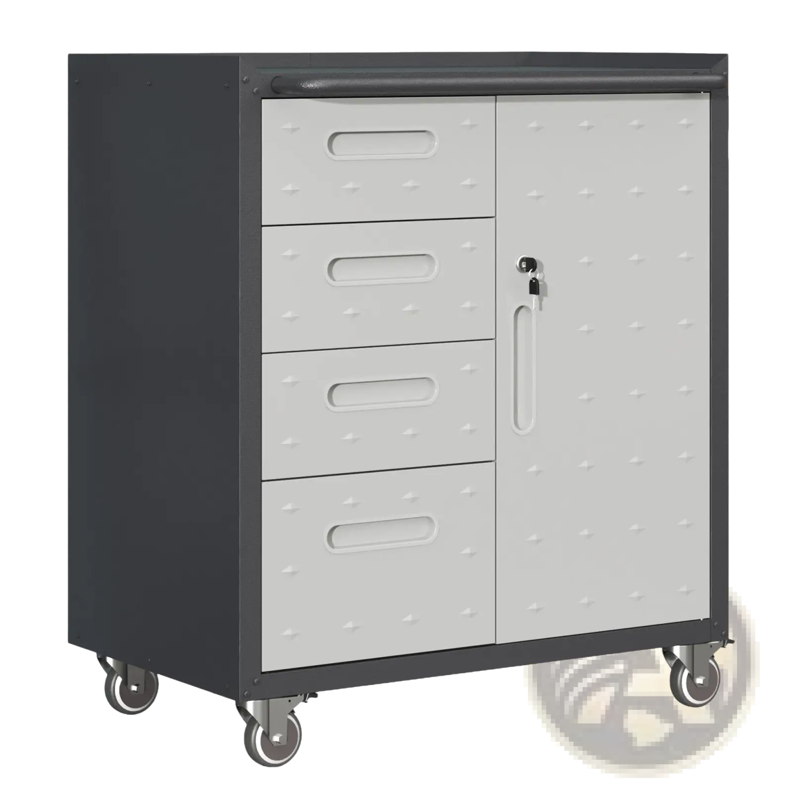 Metal Tool Storage Cabinet with Wheels 4 Drawer Gray